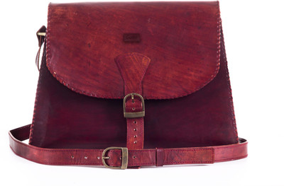 Goatter Girls Red Genuine Leather Sling Bag