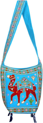

Rajrang Women Casual Blue, Maroon Cotton Sling Bag