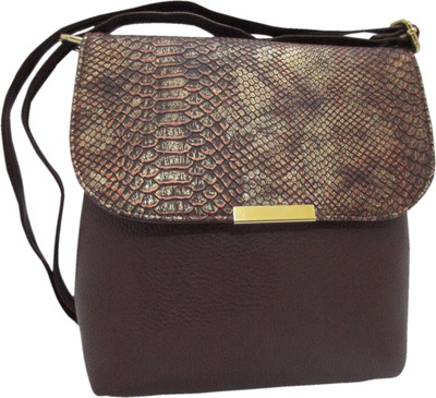 

Hyna design Girls Formal Brown Leatherette Sling Bag