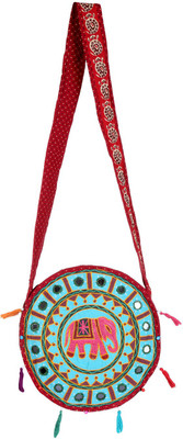 

Rajrang Women Evening/Party Blue, Red Cotton Sling Bag