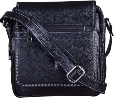 

Blu Whale Men Casual Black Genuine Leather Sling Bag
