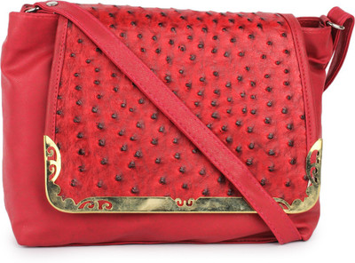 

Star Style Women Casual Red Leatherette Sling Bag