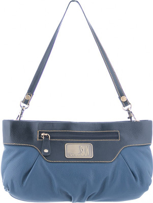 

Second Skin Women Casual Blue Genuine Leather Sling Bag