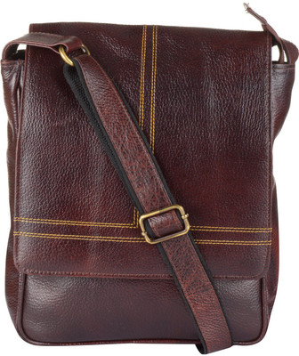 

Blu Whale Men Casual Brown Genuine Leather Sling Bag