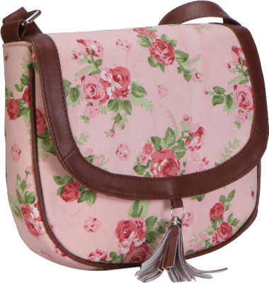 

Kleio Women Casual Pink Canvas Sling Bag