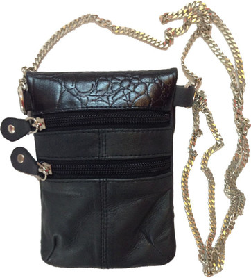 Tee Ess Girls Evening/Party Black Genuine Leather Sling Bag