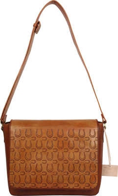 Rub & Style Men Casual Brown Genuine Leather Messenger Bag