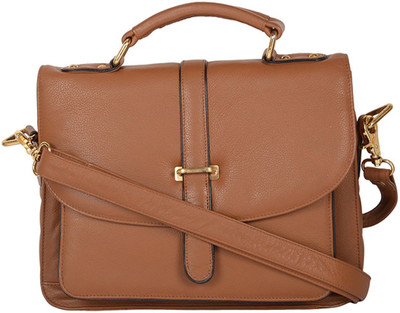 

global impex Women Formal Brown Genuine Leather Shoulder Bag