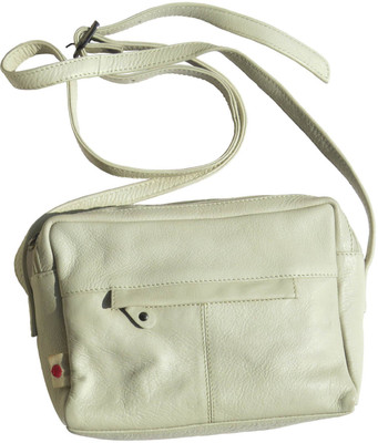 

Bhoomija Women Casual White Genuine Leather Sling Bag
