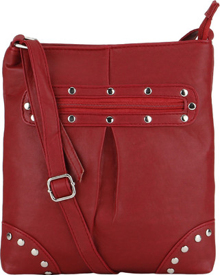 Bling It On Women Casual Red PU Sling Bag