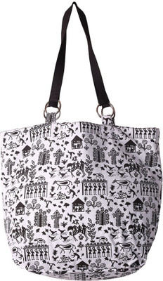 

Bag Factory Girls Casual White, Black Canvas Shoulder Bag, Black;white