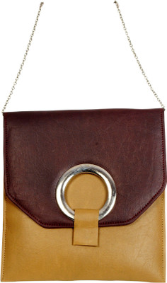 

Ark gold Girls Evening/Party Brown PU Sling Bag