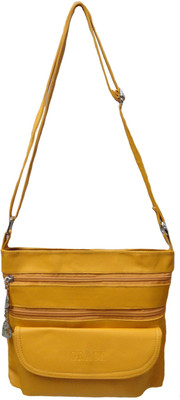 Kreative Bags Women Casual Yellow PU Sling Bag