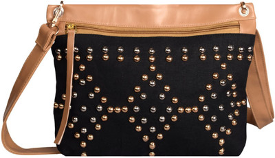 

Kanvas Katha Women Casual Black Canvas Sling Bag