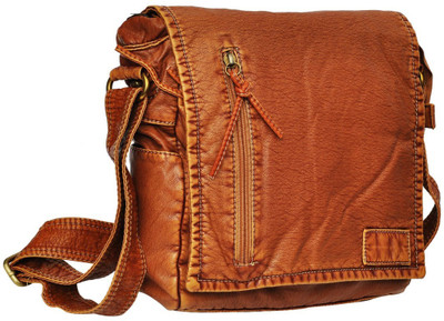 

Hawai Men & Women Casual Brown PU Sling Bag