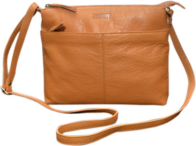 

Le Craf Girls Casual Tan Genuine Leather Sling Bag