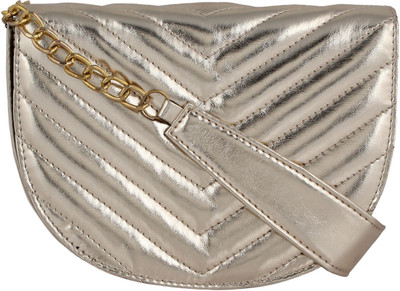 

Berrypeckers Women Casual Gold PU Sling Bag