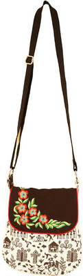 

Bag Factory Girls Casual Black, White Canvas Sling Bag