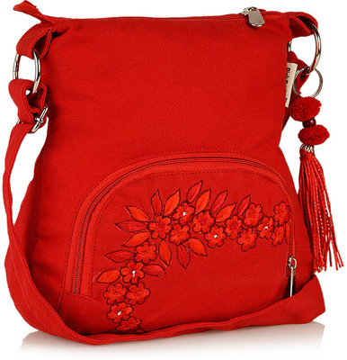 

Pickpocket Women Casual Red Canvas Sling Bag