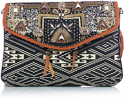 

Shaun Design Women Beige, Black Cotton Sling Bag