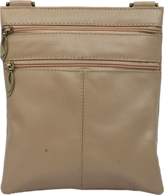 Rambler Girls Casual Beige Genuine Leather Sling Bag