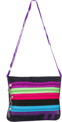 

Glitters Girls Evening/Party Purple Canvas Sling Bag