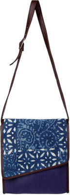 

Rajrang Women Casual Blue Cotton Sling Bag