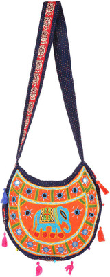 

Rajrang Women Casual Multicolor Cotton Sling Bag