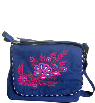 

Fly Angels Women Casual Blue Canvas Sling Bag