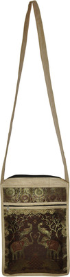 

Lal Haveli Women Casual Beige Silk Sling Bag