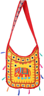 

Rajrang Women Casual Yellow Cotton Sling Bag