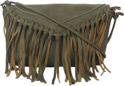 

London Design Women Casual Green Leatherette Sling Bag