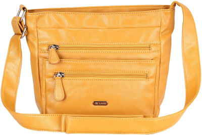 

Lavie Women Casual Yellow Leatherette Sling Bag