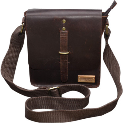 

Le Craf Men & Women Casual Brown Genuine Leather Sling Bag