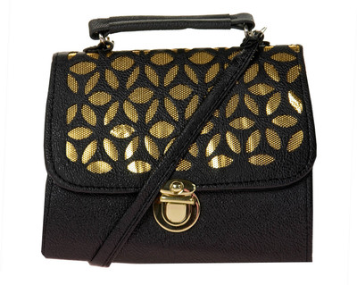 

JG Shoppe Women Casual Black, Gold Polyester Sling Bag