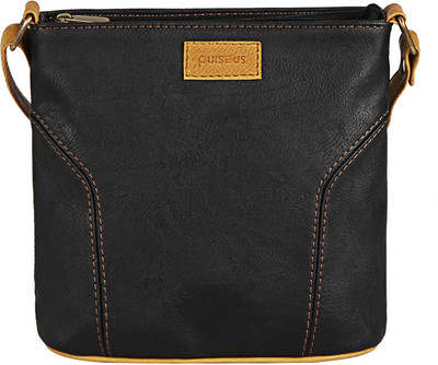 Purseus Women Casual Black PU Sling Bag