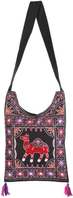 

Rajrang Women Casual Black, Red Cotton Sling Bag
