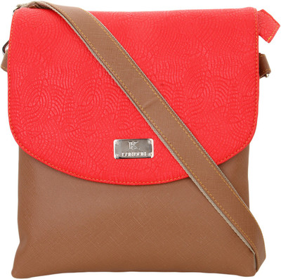 

K London Women Casual Brown, Red Leatherette Sling Bag