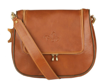 

pingooz Women Casual Tan Genuine Leather Sling Bag