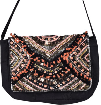 

Navya bags Girls Casual Black Cotton Sling Bag
