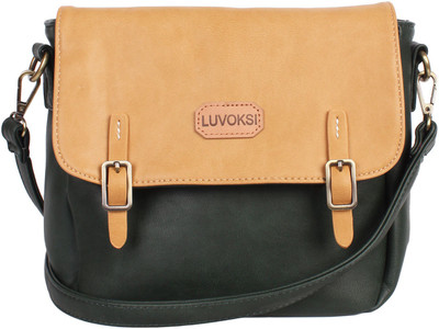 

Luvoksi Women Casual Green, Tan PU Sling Bag