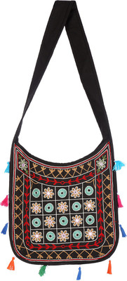 

Rajrang Women Casual Black Cotton Sling Bag