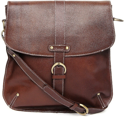 

Fume Men & Women Casual Brown Genuine Leather Sling Bag