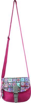 

Anekaant Women Casual Pink Canvas, PU Sling Bag