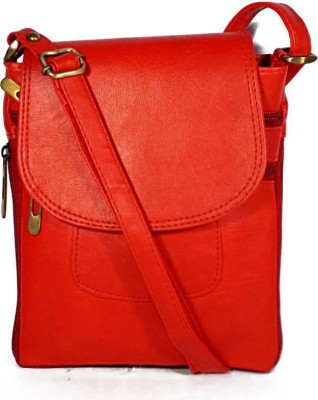 

Rapidcostore Girls Casual Red Leatherette Sling Bag