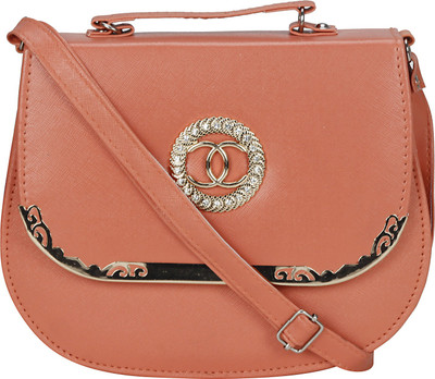 

Papsara Women Casual Orange Leatherette Sling Bag