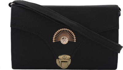 

MTE Girls Casual Black Leatherette Sling Bag