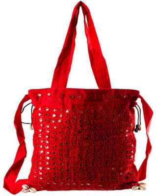 

Little India Women Casual Red Cotton Sling Bag