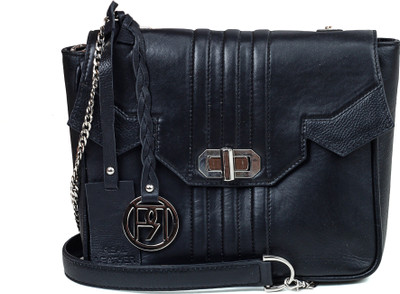 

Phive Rivers Women Evening/Party Black Genuine Leather Sling Bag