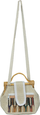 

Ratash.com Women Casual White Jute Sling Bag